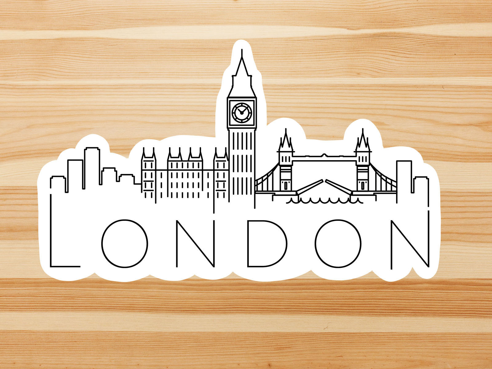 London skyline vinyl sticker, travel stickers, Britain, Best friend gift, birthday gift, Macbook sticker, laptop sticker