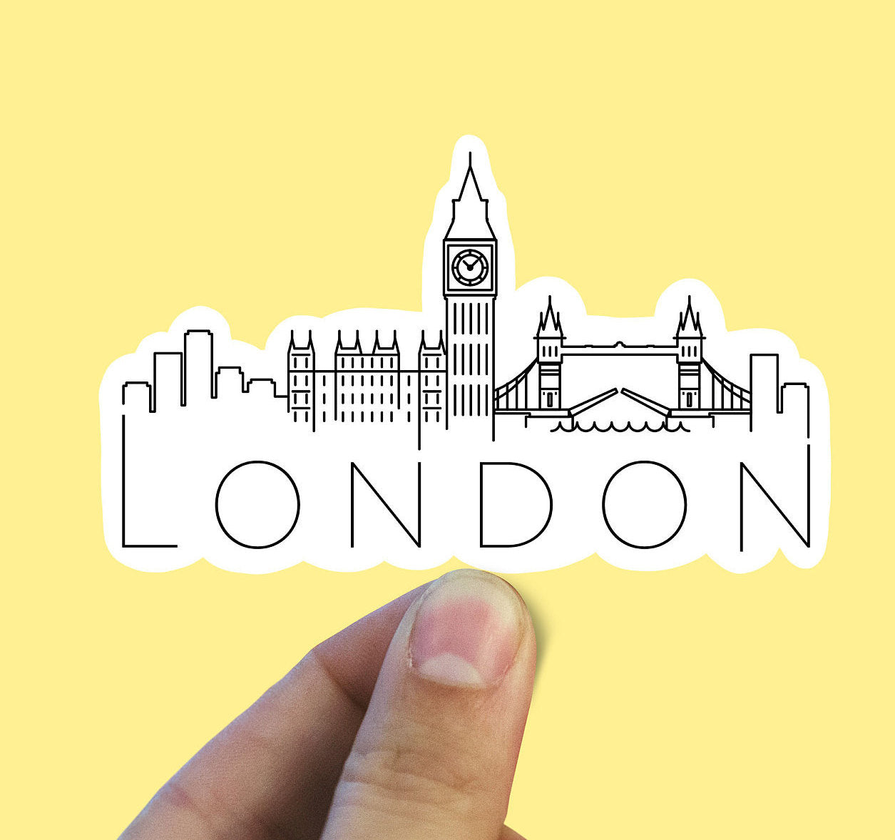 London skyline vinyl sticker, travel stickers, Britain, Best friend gift, birthday gift, Macbook sticker, laptop sticker