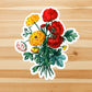 Vintage bouquet vinyl sticker, Illustrated flower sticker, flower sticker, aesthetic, birthday gift, waterproof flower sticker