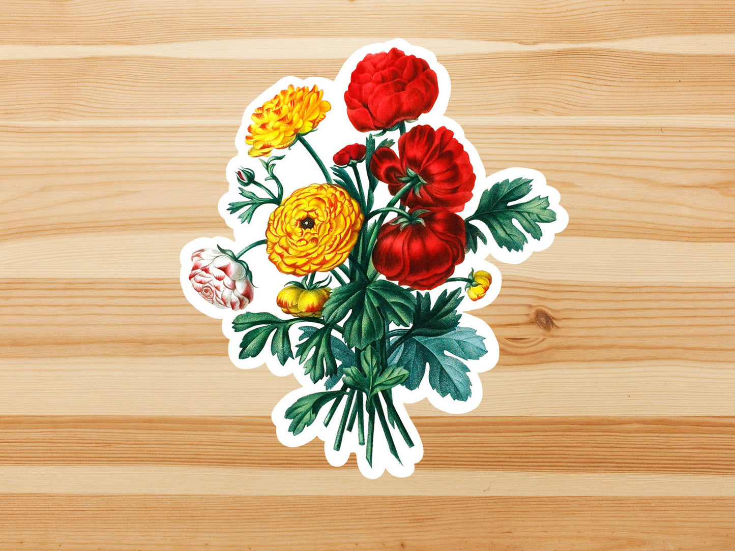 Vintage bouquet vinyl sticker, Illustrated flower sticker, flower sticker, aesthetic, birthday gift, waterproof flower sticker