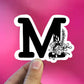 Letter M flower vinyl sticker, monogram, best friend gift, Laptop decal, MacBook decal