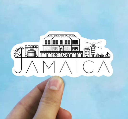 Jamaica skyline vinyl sticker, Best friend gift, birthday gift, Macbook sticker, laptop sticker