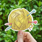 Yellow yarn vinyl sticker, knitting, laptop stickers