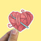 Crochet yarn heart vinyl sticker, crochet, heart stickers, laptop stickers