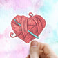 Crochet yarn heart vinyl sticker, crochet, heart stickers, laptop stickers