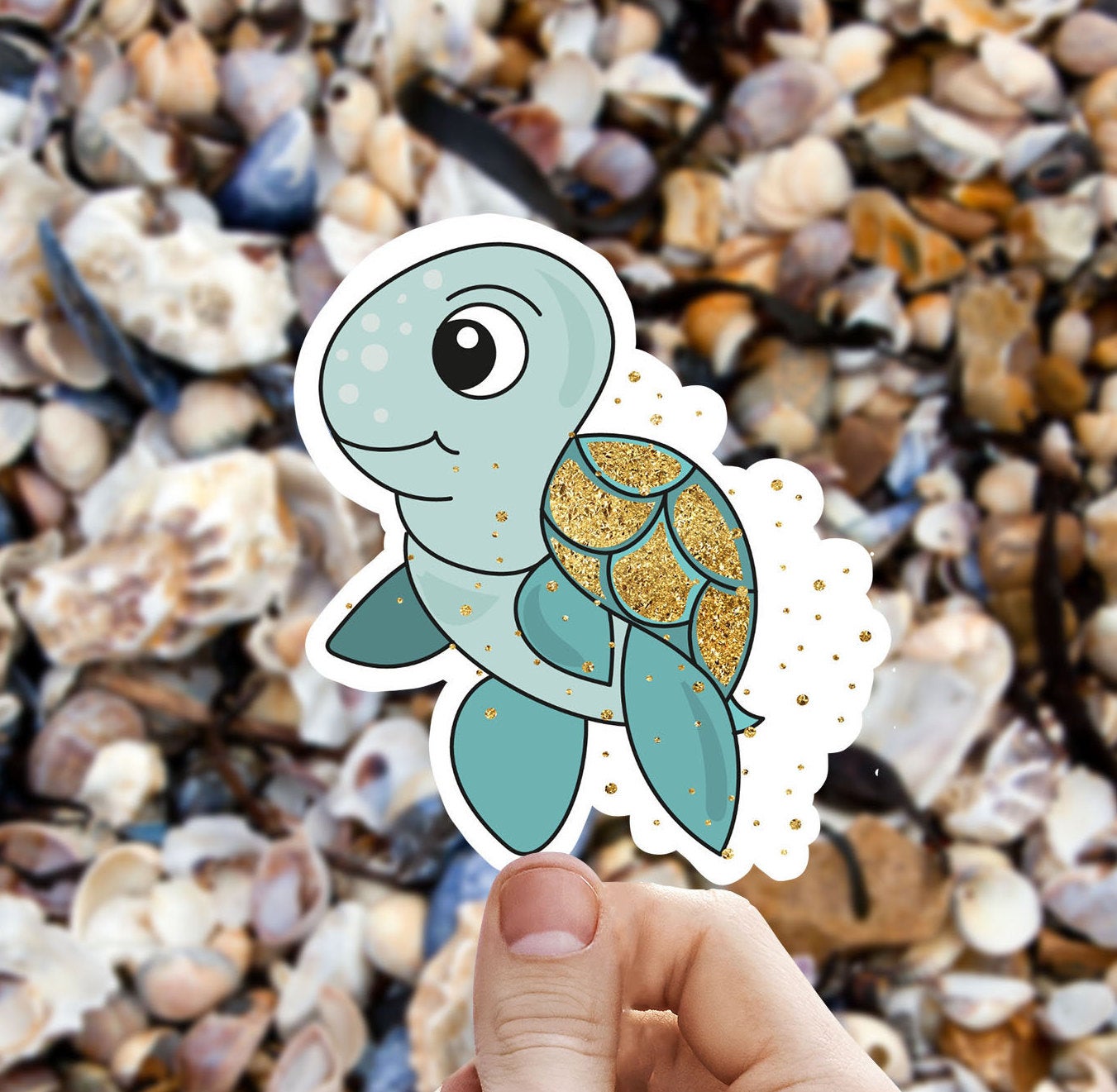 Shiny turtle vinyl Sticker, water bottle stickers, ocean stickers, laptop stickers, waterproof sticker