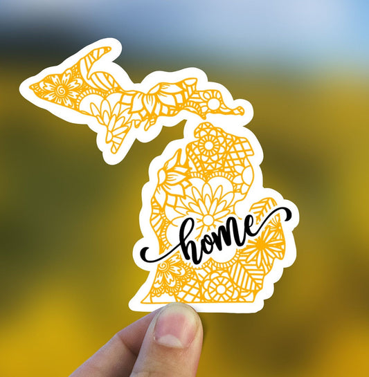 Michigan mandala state home  vinyl sticker, waterproof state sticker, travel sticker, Laptop decal, MacBook decal