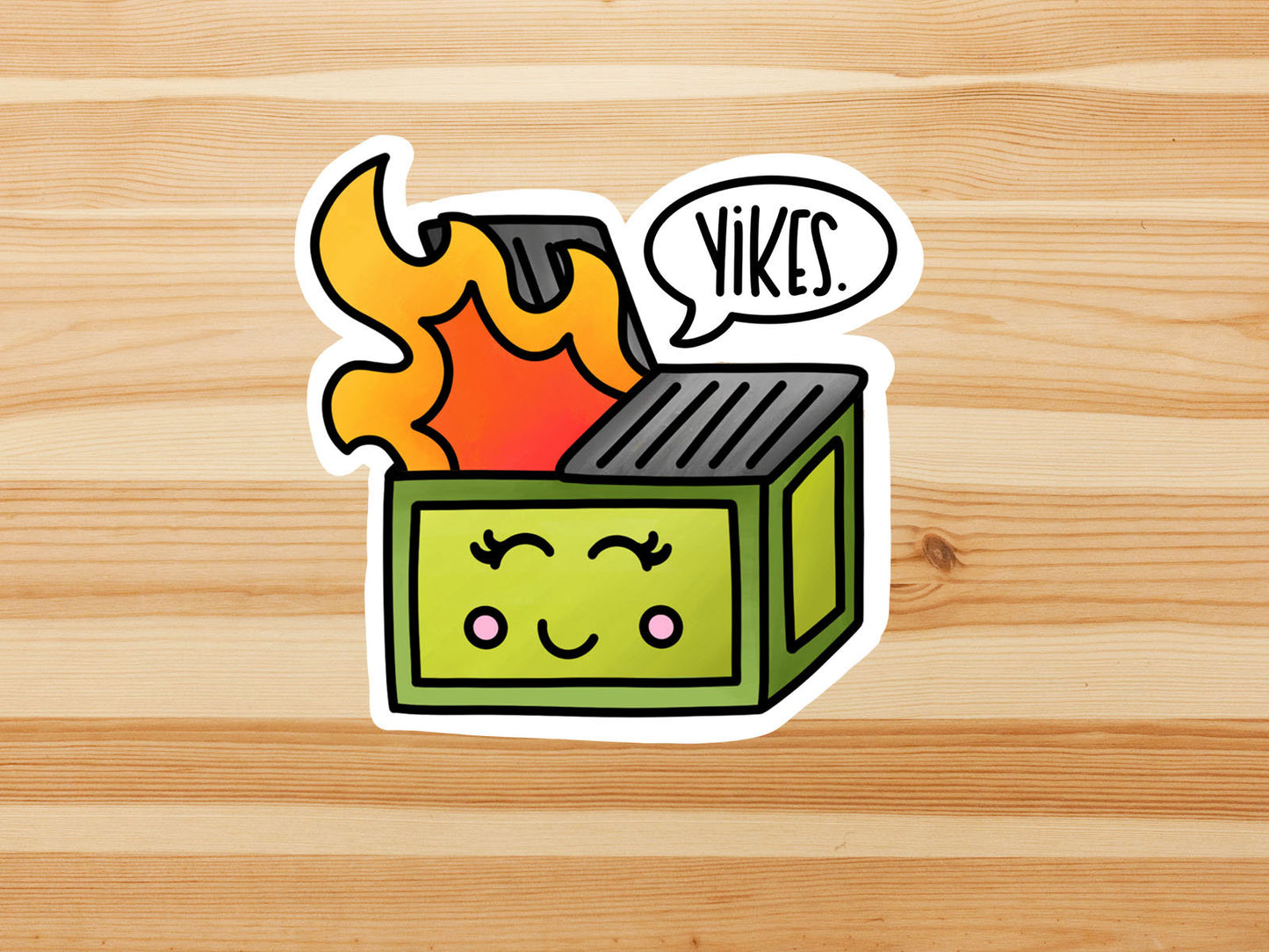 Kawaii dumpster fire vinyl sticker, cute stickers, best friend gift, laptop sticker, Macbook decal, sarcastic gift