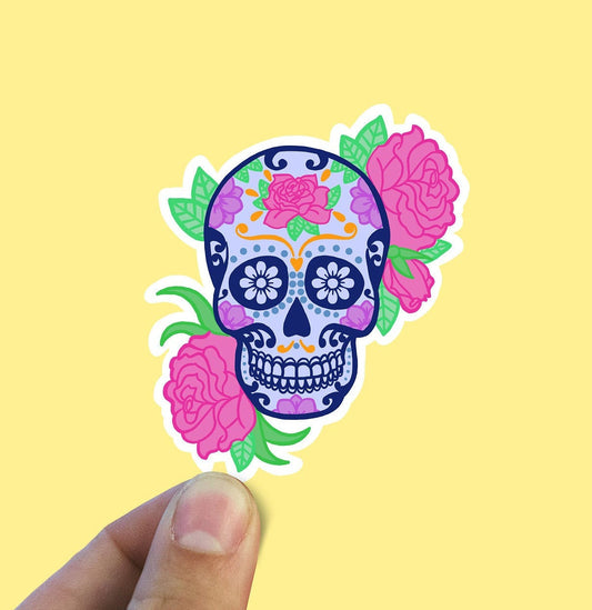 Rose sugar skull vinyl sticker, skull, best friend gift, laptop sticker, Macbook decal, sarcastic gift