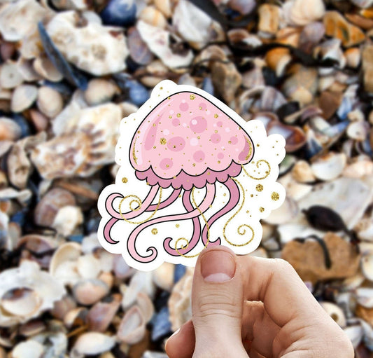 Shiny jellyfish vinyl Sticker, water bottle stickers, ocean stickers, laptop stickers, waterproof sticker