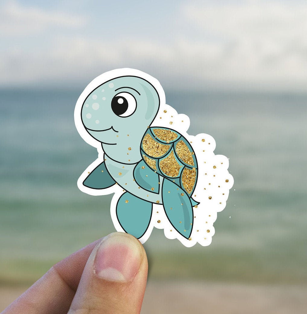 Shiny turtle vinyl Sticker, water bottle stickers, ocean stickers, laptop stickers, waterproof sticker