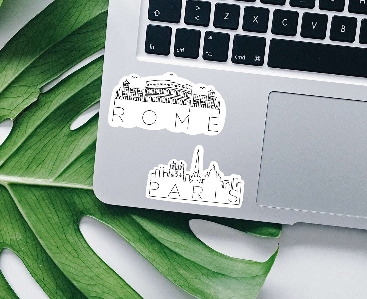 Paris skyline vinyl sticker, travel stickers, Italy, Best friend gift, birthday gift, Macbook sticker, laptop sticker