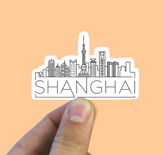 Shanghai skyline vinyl sticker, Japan,Best friend gift, birthday gift, Macbook sticker, laptop sticker