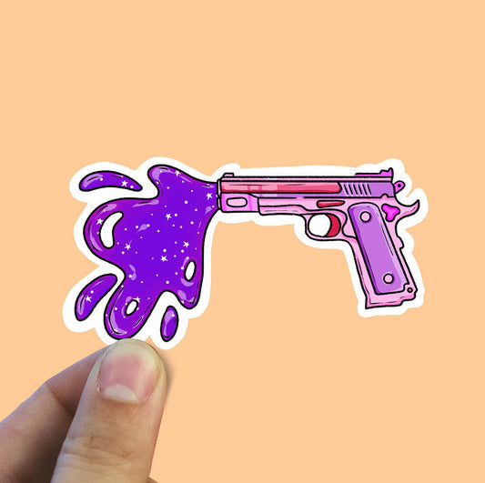 Glitter gun vinyl sticker, space, best friend gift, laptop sticker, Macbook decal, crystal gift