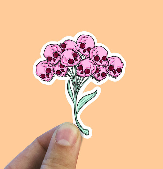 Skull bouquet hand vinyl sticker, skulls, best friend gift, laptop sticker, Macbook decal, crystal gift