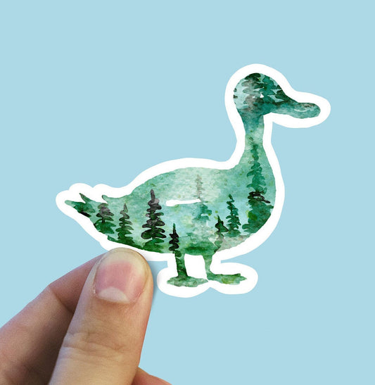 Green forest duck vinyl sticker, duck sticker, best friend gift, laptop sticker, Macbook decal, sarcastic gift