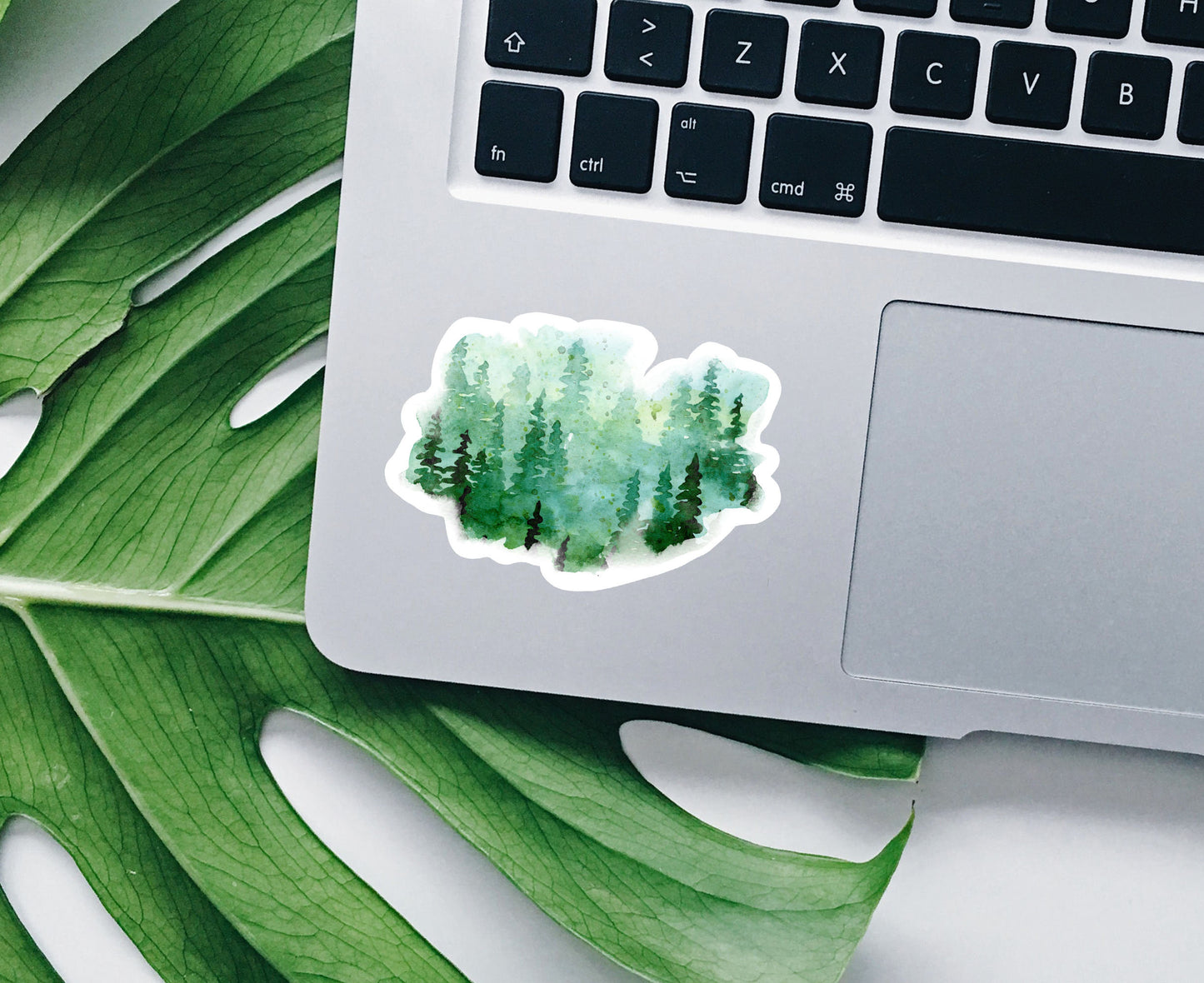 Lush green forest scene vinyl sticker, forest sticker, best friend gift, laptop sticker, Macbook decal, sarcastic gift