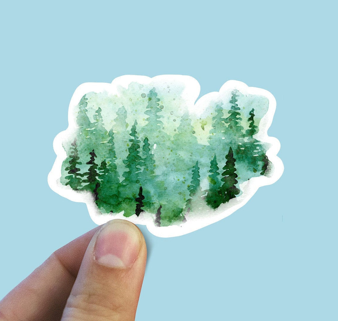 Lush green forest scene vinyl sticker, forest sticker, best friend gift, laptop sticker, Macbook decal, sarcastic gift