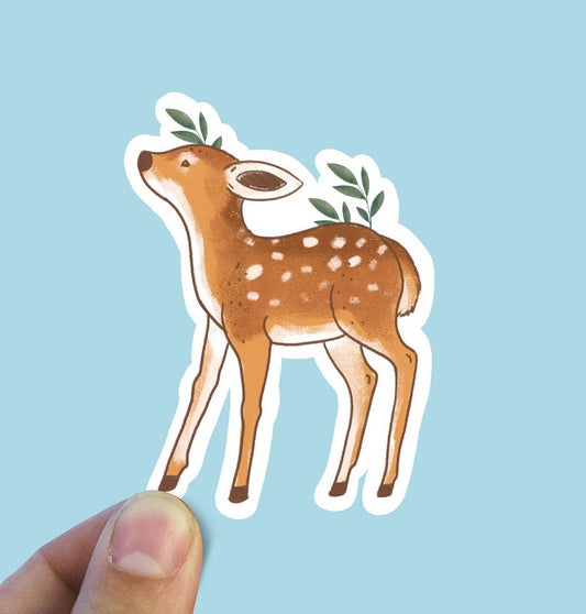 Watercolor baby deer vinyl sticker, deer sticker, best friend gift, laptop sticker, Macbook decal, sarcastic gift