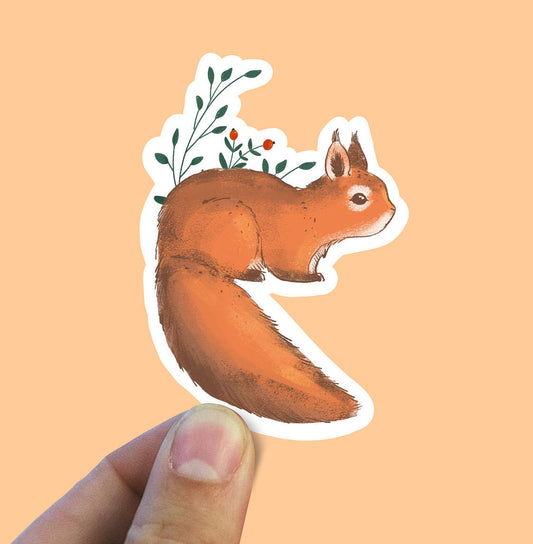 Watercolor squirrel vinyl sticker, bear sticker, best friend gift, laptop sticker, Macbook decal, sarcastic gift