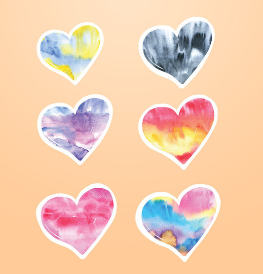 Watercolor heart sticker pack, sticker packs, heart stickers, laptop stickers