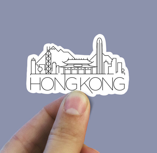 Hong Kong skyline vinyl sticker, travel stickers, China, Best friend gift, birthday gift, Macbook sticker, laptop sticker