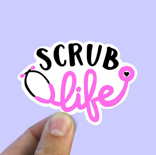 Pink scrub life vinyl sticker, nurse, best friend gift, yeti decal, vinyl stickers, laptop sticker