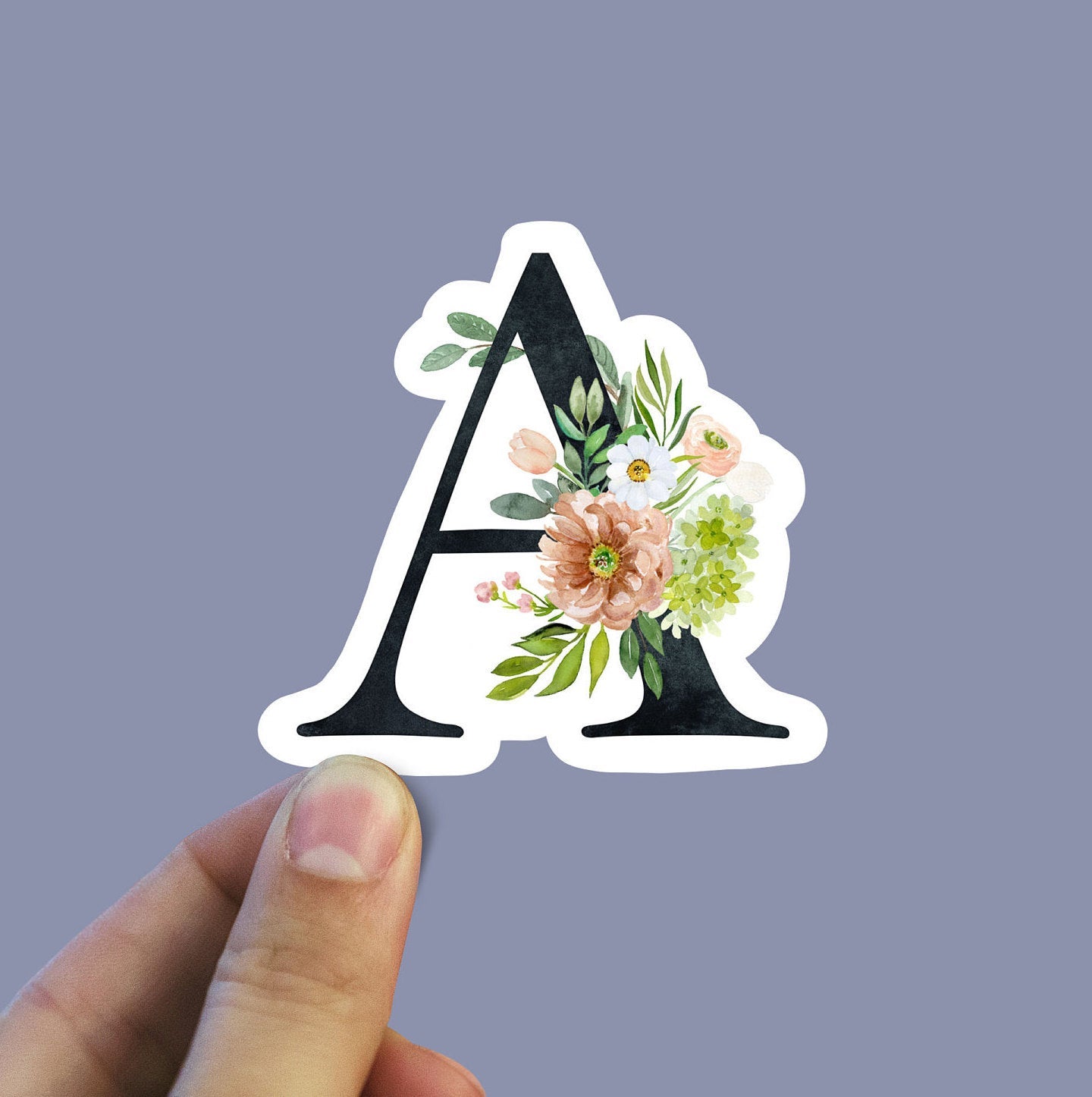 Spring flower letter A  vinyl sticker, monogram, best friend gift, Laptop decal, MacBook decal