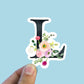 Spring flower letter L vinyl sticker, monogram, best friend gift, Laptop decal, MacBook decal