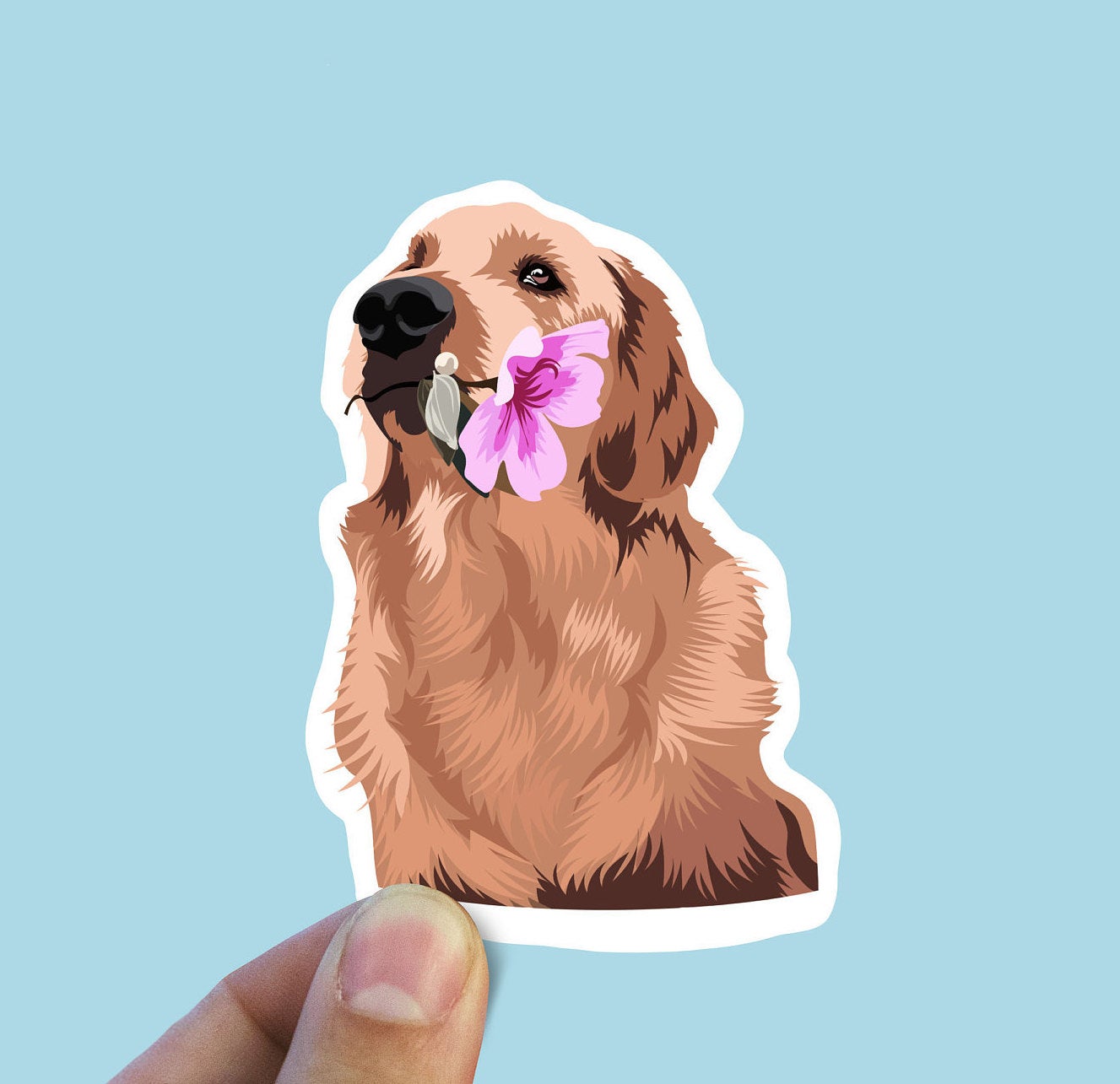 Portrait of a Golden Retriever vinyl Sticker, Dog mom,  yeti decal, water bottle stickers, MacBook decal, laptop sticker, waterproof sticker