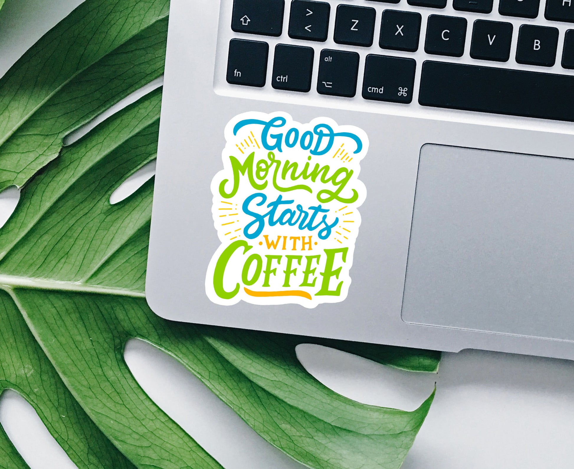 Good morning starts with coffee vinyl sticker, coffee sticker,  coffee cup, Macbook sticker, laptop sticker, waterproof sticker