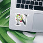 Spring flower letter N vinyl sticker, monogram, best friend gift, Laptop decal, MacBook decal