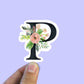 Spring flower letter P vinyl sticker, monogram, best friend gift, Laptop decal, MacBook decal