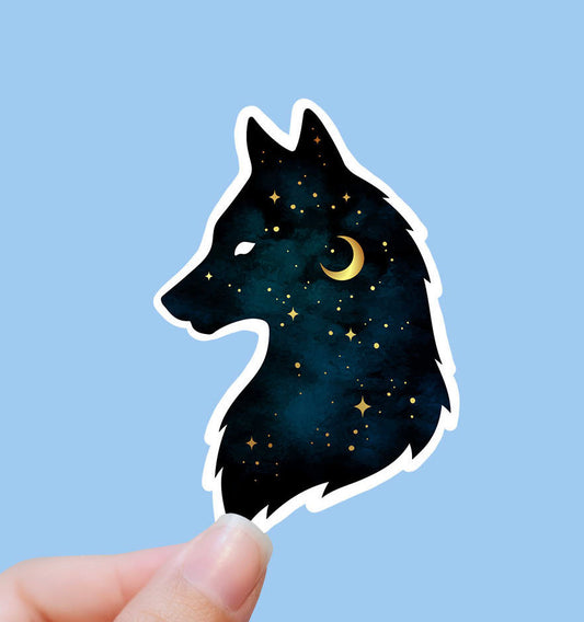 Moon wolf vinyl sticker, wolf sticker, best friend gift, laptop sticker, Macbook decal, sarcastic gift