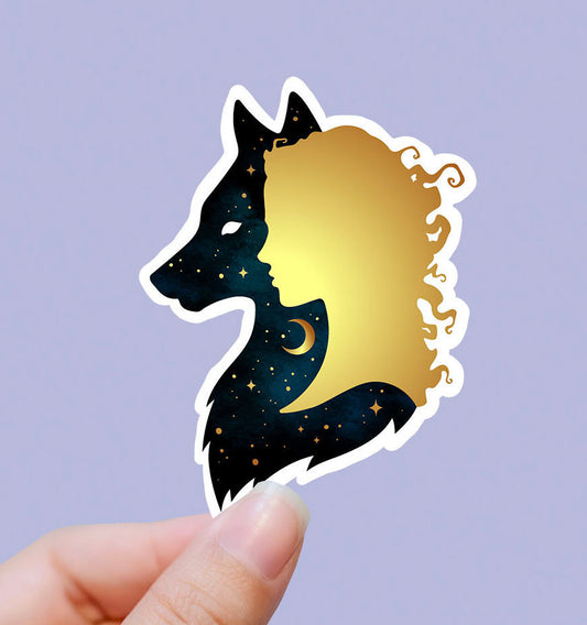 Girl wolf vinyl sticker, wolf sticker, best friend gift, laptop sticker, Macbook decal, sarcastic gift