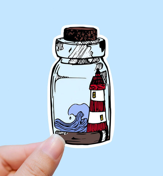 Lighthouse in a bottle vinyl sticker, personalized gifts,Best friend gift, birthday gift, Macbook sticker, laptop sticker