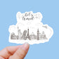 Let’s travel skyline vinyl sticker, travel stickers, Best friend gift, birthday gift, Macbook sticker, laptop sticker