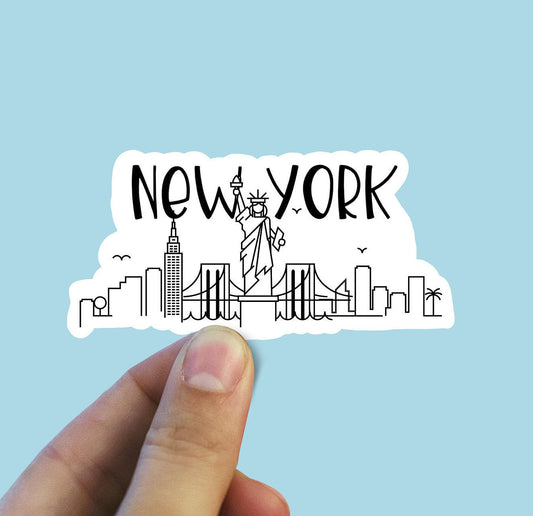 Stylized New York skyline vinyl sticker, Manhattan,Best friend gift, birthday gift, Macbook sticker, laptop sticker