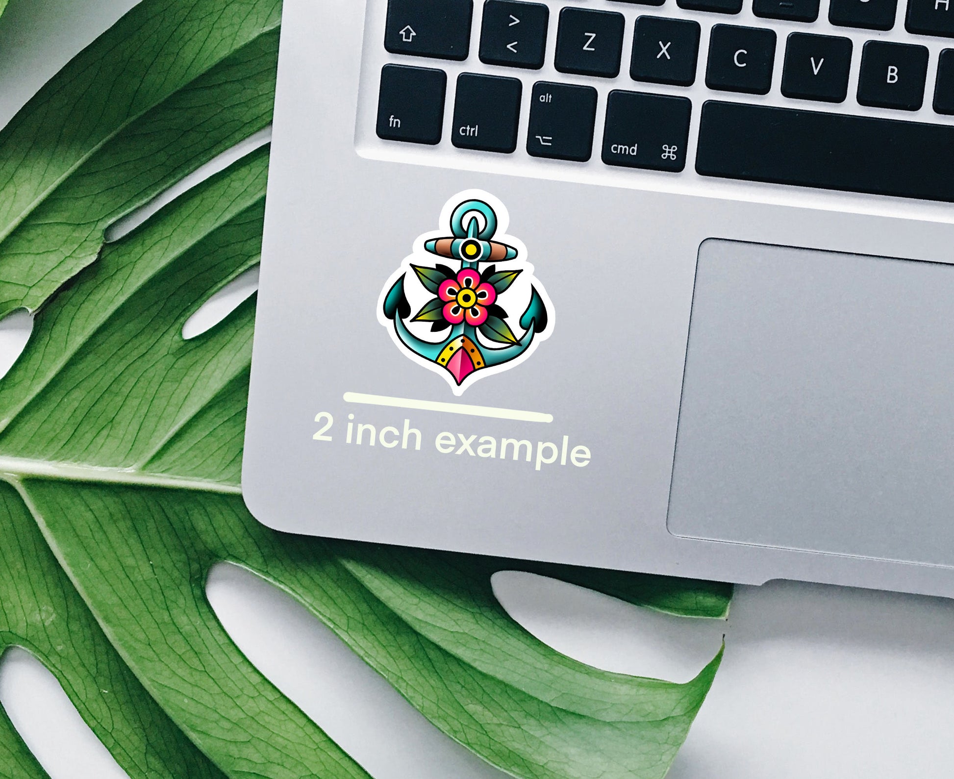 Old school flower anchor vinyl sticker, Best friend gift, fine art, birthday gift, Macbook sticker, laptop sticker