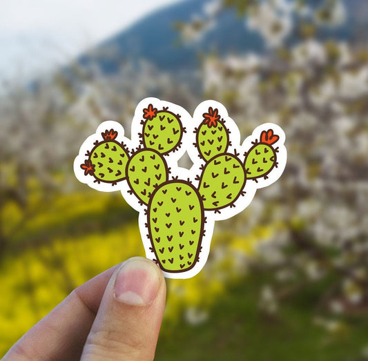 Flowering cactus sticker, cactus sticker, succulent sticker, , laptop sticker, waterproof flower sticker