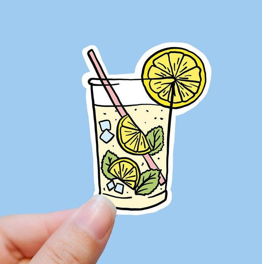 Lemonade glass vinyl sticker, best friend gift, citrus fruit, Macbook sticker, laptop sticker, waterproof sticker