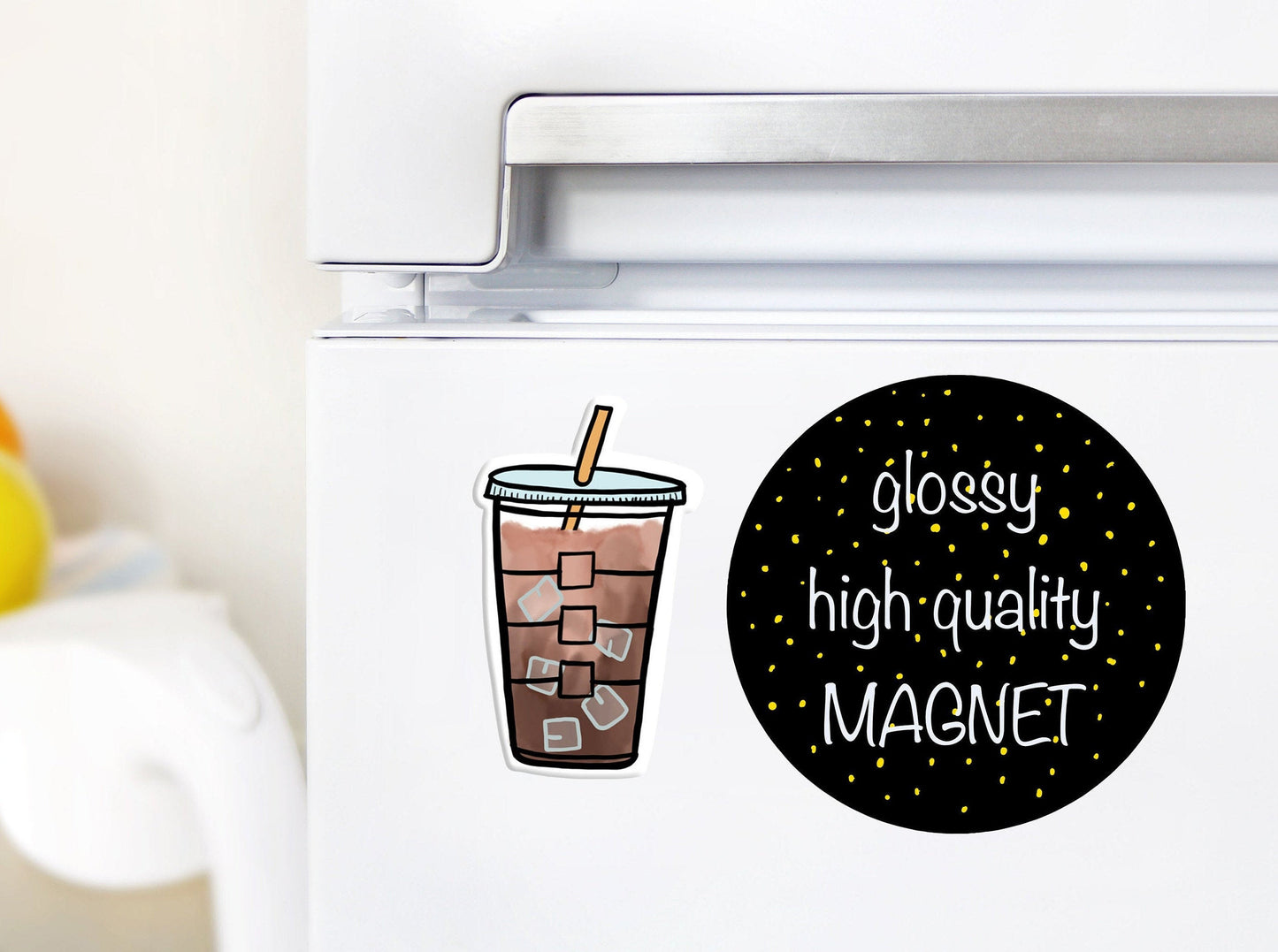 Iced coffee magnet, coffee gifts, magnets fridge, Mother’s Day gifts, magnetic