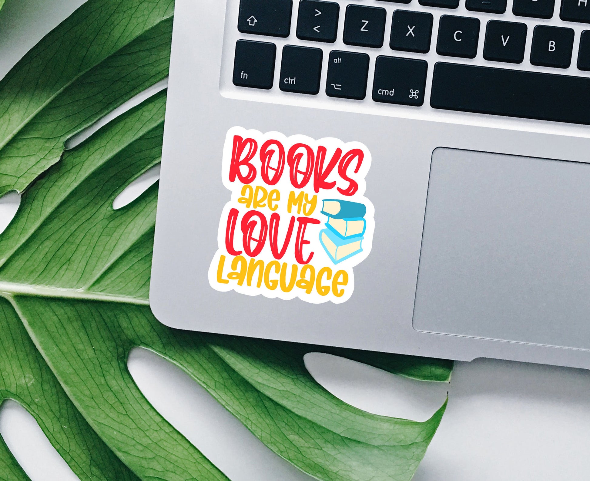 Books are my love language vinyl sticker, book lover gift, glossy laptop sticker, book decals,