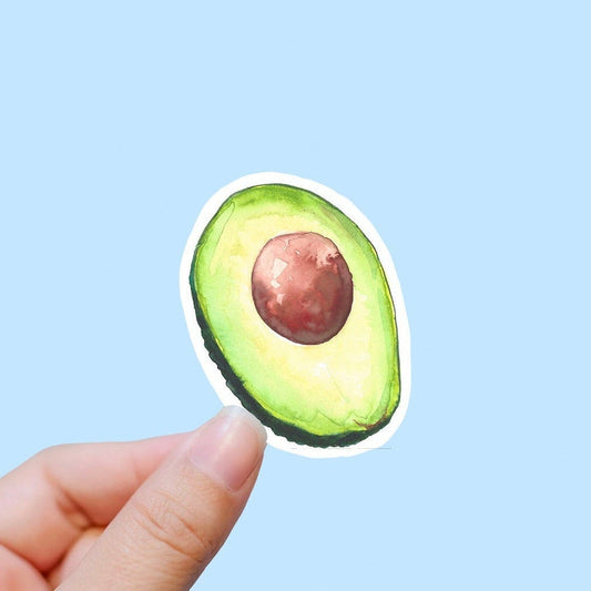 Watercolor avocado vinyl sticker, avocado gift, laptop stickers, waterproof sticker