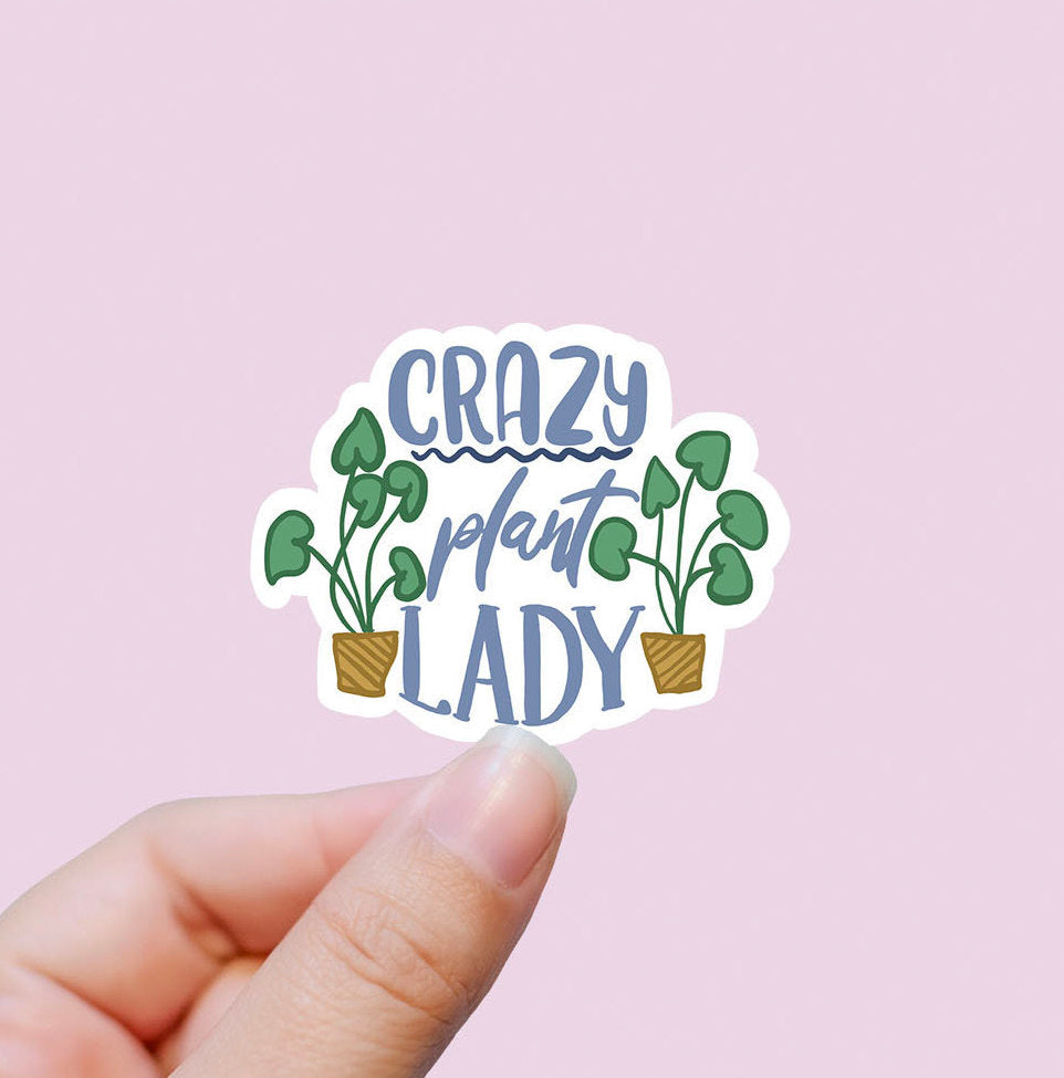 Crazy plant lady vinyl sticker, garden sticker, laptop stickers, waterproof flower sticker