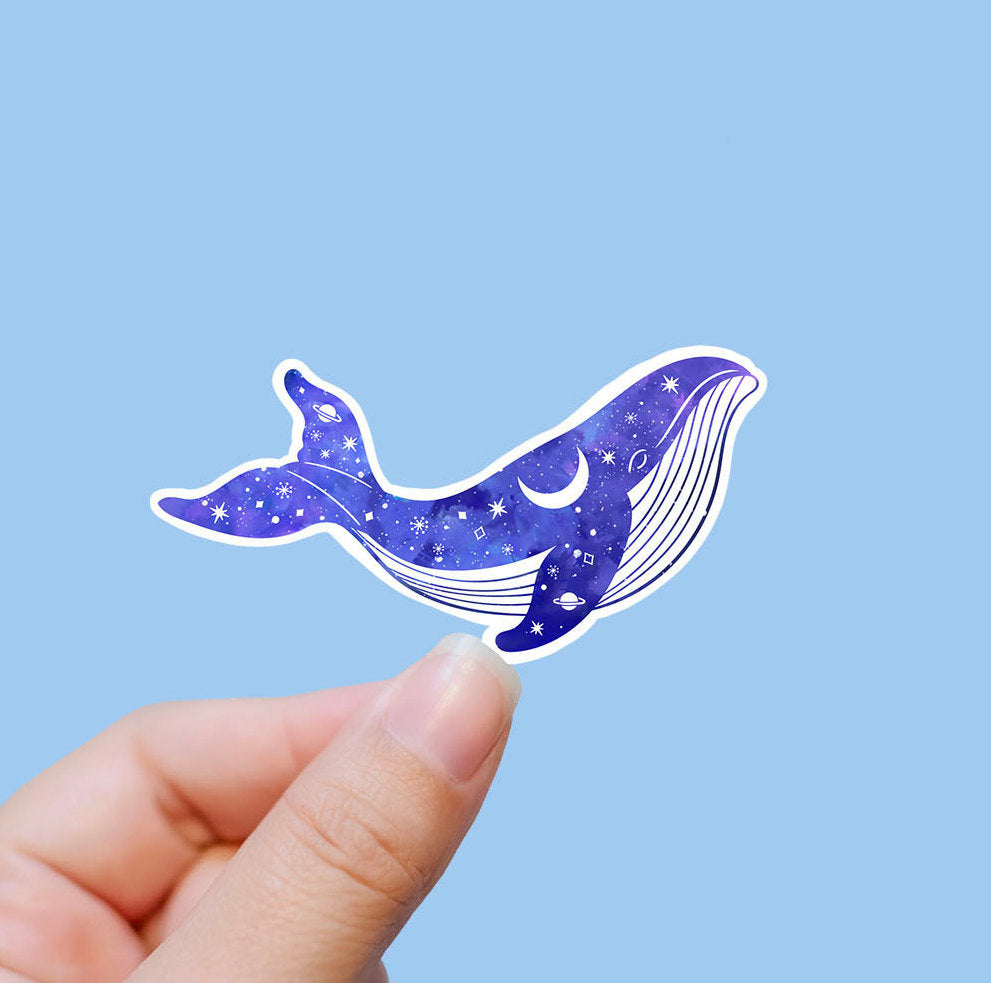 Galaxy whale vinyl sticker, evil eye, whale stickers, best friend gift, laptop stickers, laptop decals, crystal gift