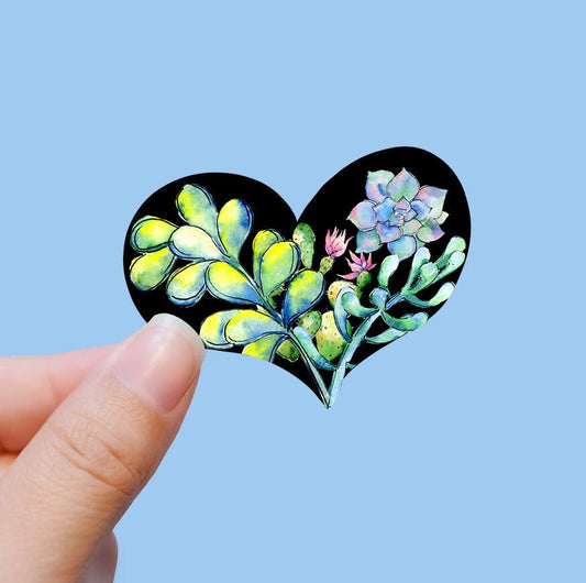 Succulent heart vinyl sticker, cactus heart, best friend gift, laptop stickers, laptop decals, succulents