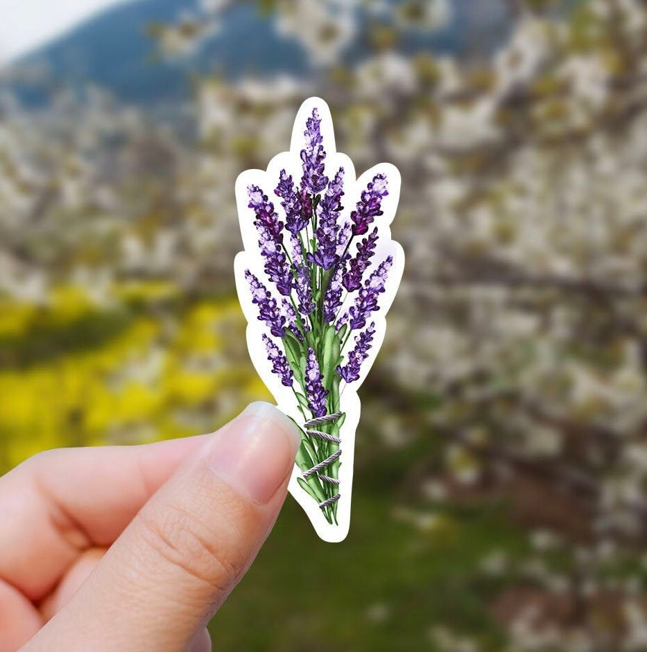 Lilac bushel vinyl sticker, Illustrated flower sticker, flower stickers, aesthetic, birthday gift, waterproof flower sticker