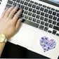 Frosted purple floral heart vinyl sticker, floral stickers, best friend gift, Laptop decals