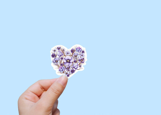 Purple branch heart vinyl sticker, floral stickers, best friend gift, Laptop decals